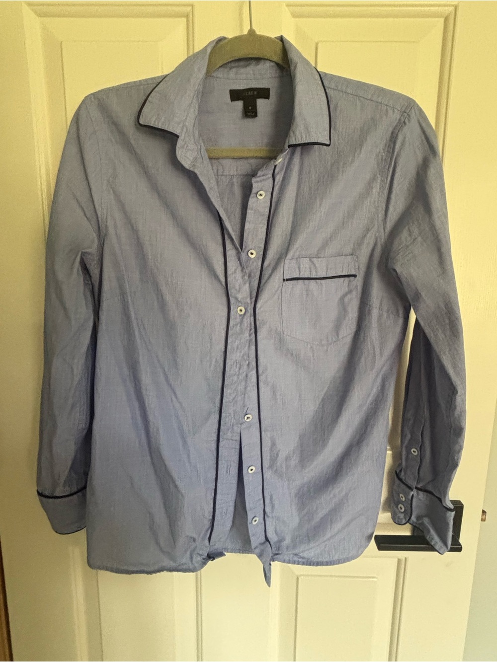 J. Crew Blue Button-Down Shirt with Navy Piping